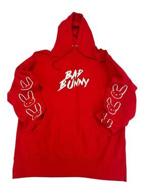 Bad Bunny Women’s Size Medium Red Graphic Hoodie Like New